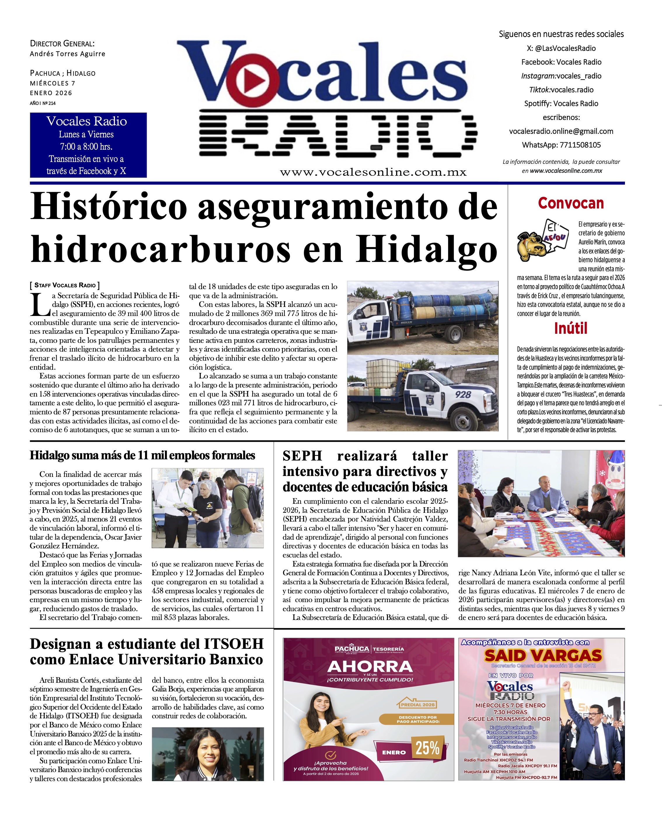 Miércoles 7 de enero 2026