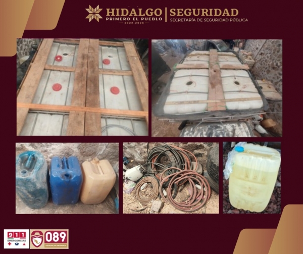 Desmantelan punto delictivo con hidrocarburo y veh&iacute;culos robados en Alfajayucan