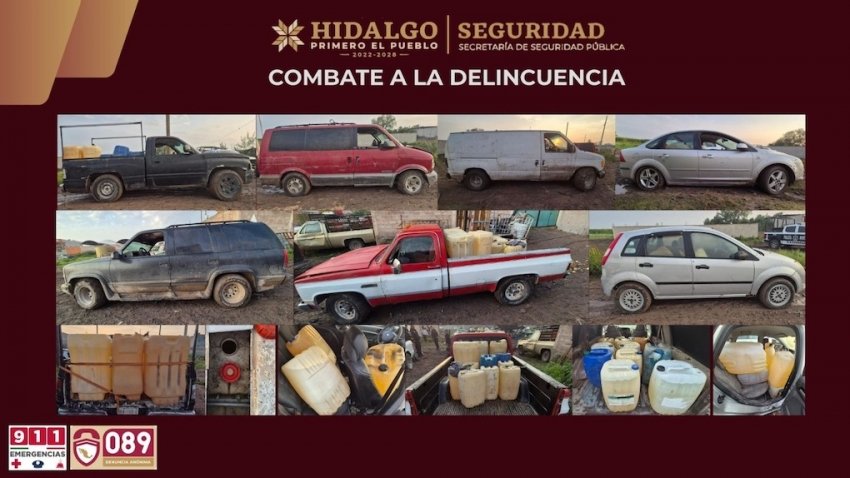 SSPH asegura siete vehículos e hidrocarburo en Tlaxcoapan
