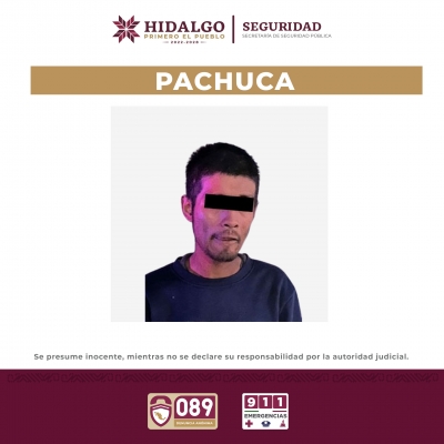 Por robo, Polic&iacute;a Estatal detiene a sujeto en Pachuca