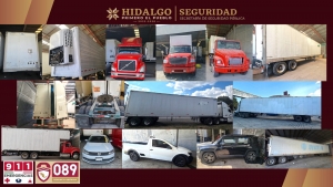 Golpe al robo de transporte de carga: SSPH recupera veh&iacute;culos y 24 toneladas de mercanc&iacute;a en Apan