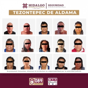 Detiene SSPH a 15 personas durante&nbsp;operativo simult&aacute;neo en Tezontepec de Aldama