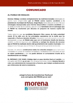Morena Hidalgo condena guerra sucia y ataques desesperados emprendidas por el PRIAN