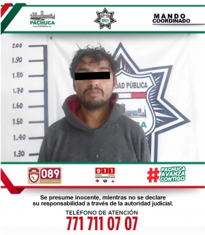 Detiene Polic&iacute;a de Pachuca a hombre por presunto robo