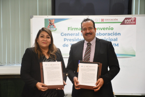UTVM y el ayuntamiento de Tlahuelilpan formalizaron convenio de colaboraci&oacute;n