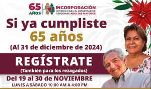 Inicia registro a Pensi&oacute;n para el Bienestar de las Personas Adultas Mayores