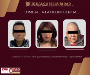Asegura SSPH a tres personas tras robo a cadena comercial en Zempoala