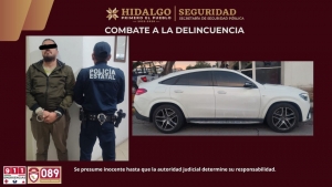 SSPH recupera veh&iacute;culo robado en plaza comercial de Pachuca;&nbsp; aseguran a presunto responsable
