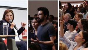 Estudiantes ibero conversan con xóchitl gálvez, candidata presidencial de PAN, PRI y PRD