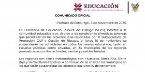 La Secretar&iacute;a de Educaci&oacute;n P&uacute;blica de Hidalgo (SEPH) informa a la comunidad educativa: