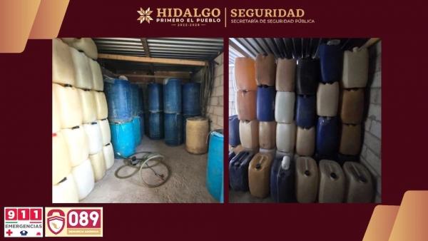 SSPH desmantela predio para almacenamiento de huachicol en Tepeapulco