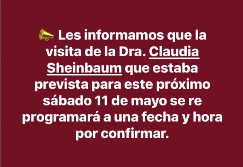 Posponen visita de Claudia Sheinbaum a Pachuca