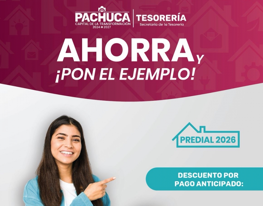 Pachuca ofrece el 10% de descuento en Predial durante marzo