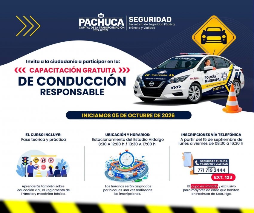 Abre Pachuca capacitación gratuita de conducción responsable