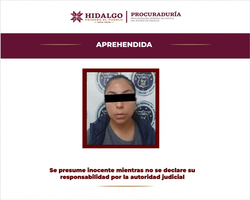 PGJEH aprehende en Pachuca a mujer requerida por la FGJCDMX por robo agravado