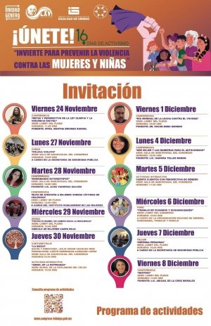 &nbsp;Congreso de Hidalgo con 16 d&iacute;as de activismo contra la violencia de g&eacute;nero impulsada por la ONU
