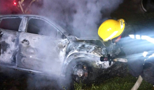 Atienden bomberos incendio de veh&iacute;culo
