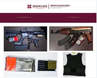Detiene PGJEH a tres personas en posesi&oacute;n de armas de fuego, cartuchos &uacute;tiles y estupefacientes