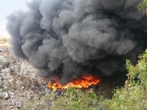 Atenci&oacute;n oportuna de la SSPH a incendio de Basurero Clandestino en Zempoala