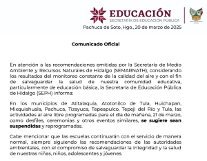 Debido a la mala condici&oacute;n del aire SEPH suspende todas las actividades al aire libre