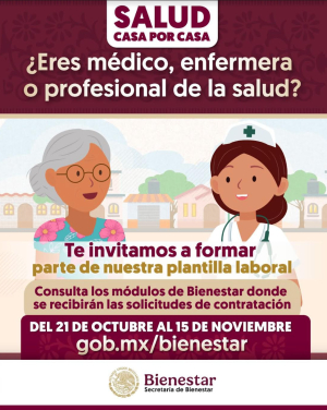 Bienestar abre convocatoria para contratar personal m&eacute;dico y de enfermer&iacute;a para programa Salud Casa por Casa