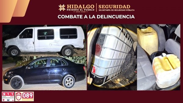Asegura SSPH a dos personas por presunto trasiego ilegal de combustible en Tlaxcoapan