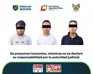 Asegura SSP Hidalgo a tres individuos por presunto narcomenudeo en Tizayuca