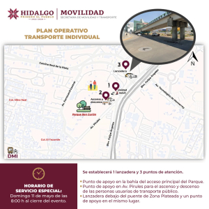 Plan Operativo de Transporte Individual para el domingo 11 de mayo